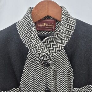 Sergio Valente Wool Herringbone Jacket Black/White Womens Size 12 VTG Retro Chic